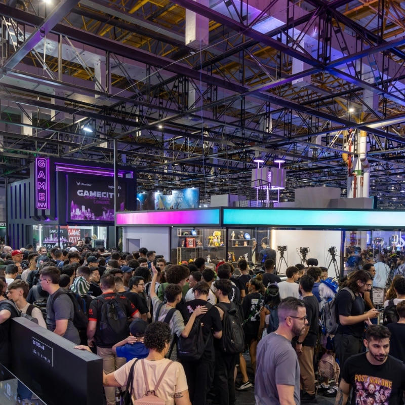 Busy exhibition hall